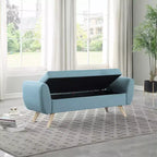 Banc de rangement en tissu et bois avec pieds en bois 60 po