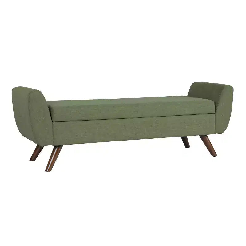 Fabric and Wood Storage Bench with Wood Legs 60"