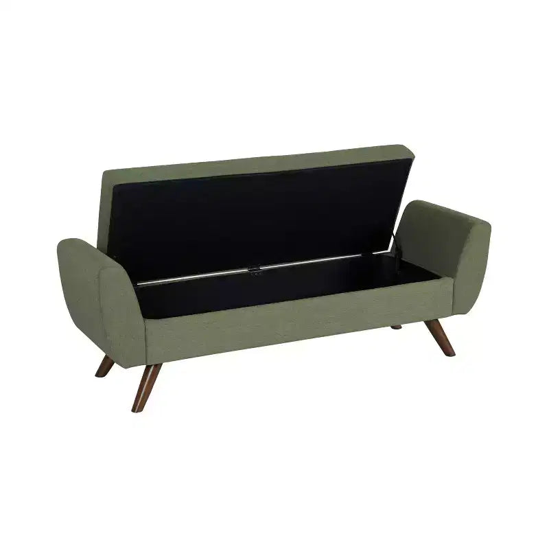 Fabric and Wood Storage Bench with Wood Legs 60"