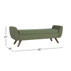 Banc de rangement en tissu et bois avec pieds en bois 60 po