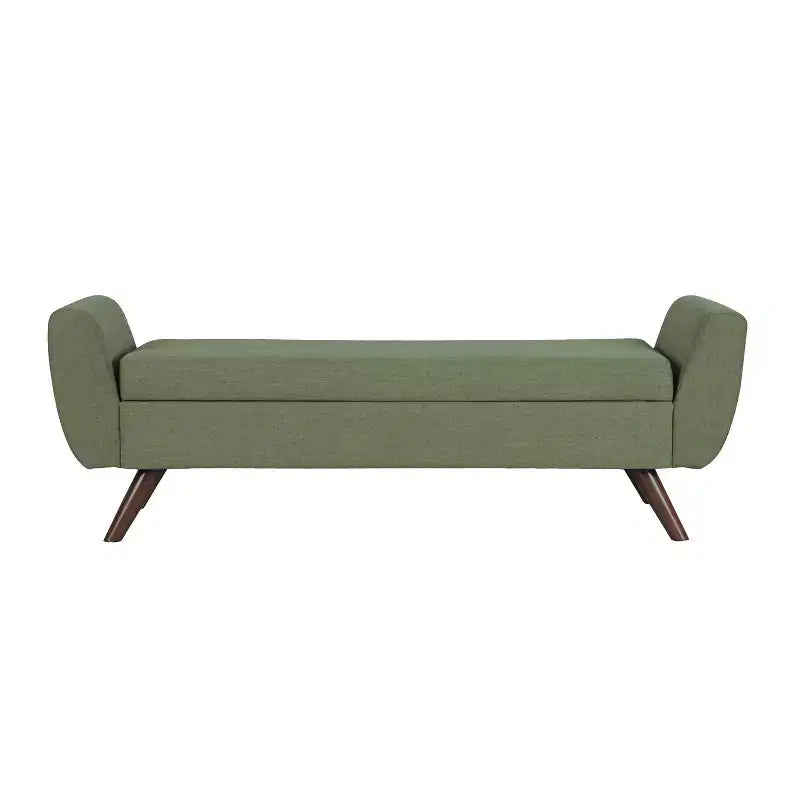 Fabric and Wood Storage Bench with Wood Legs 60"