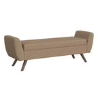 Banc de rangement en tissu et bois avec pieds en bois 60 po
