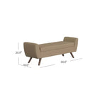 Banc de rangement en tissu et bois avec pieds en bois 60 po
