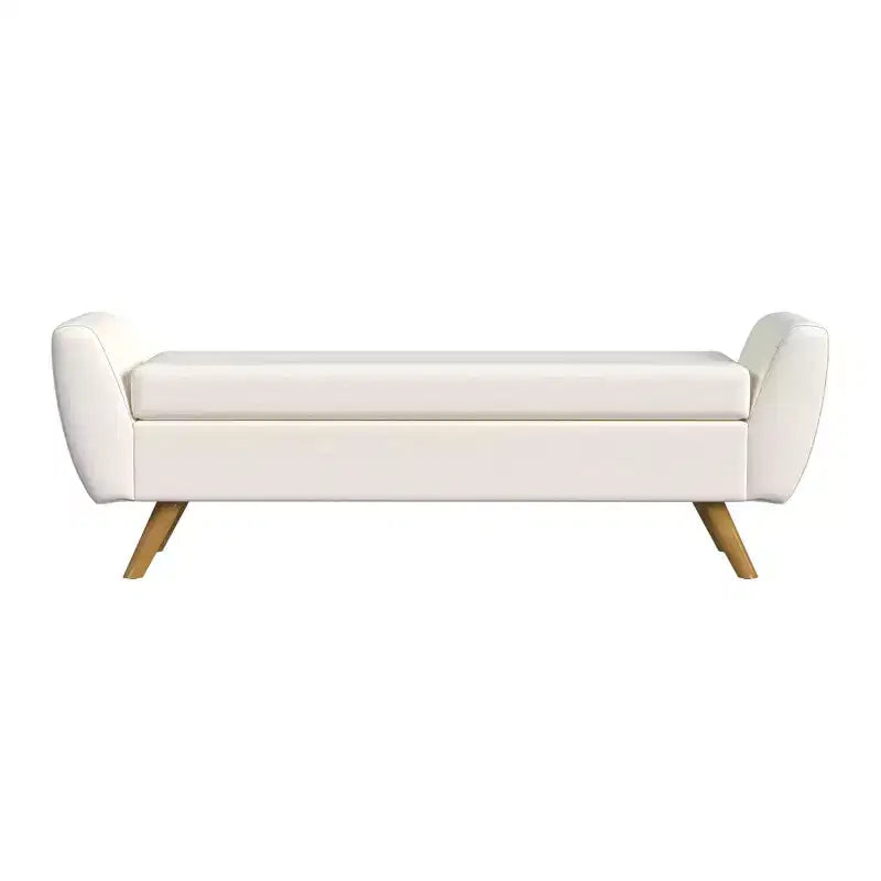 Fabric and Wood Storage Bench with Wood Legs 60"