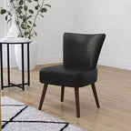 Chaise d'appoint à dossier mi-haut en similicuir et bois de mélèze de 77,5 cm