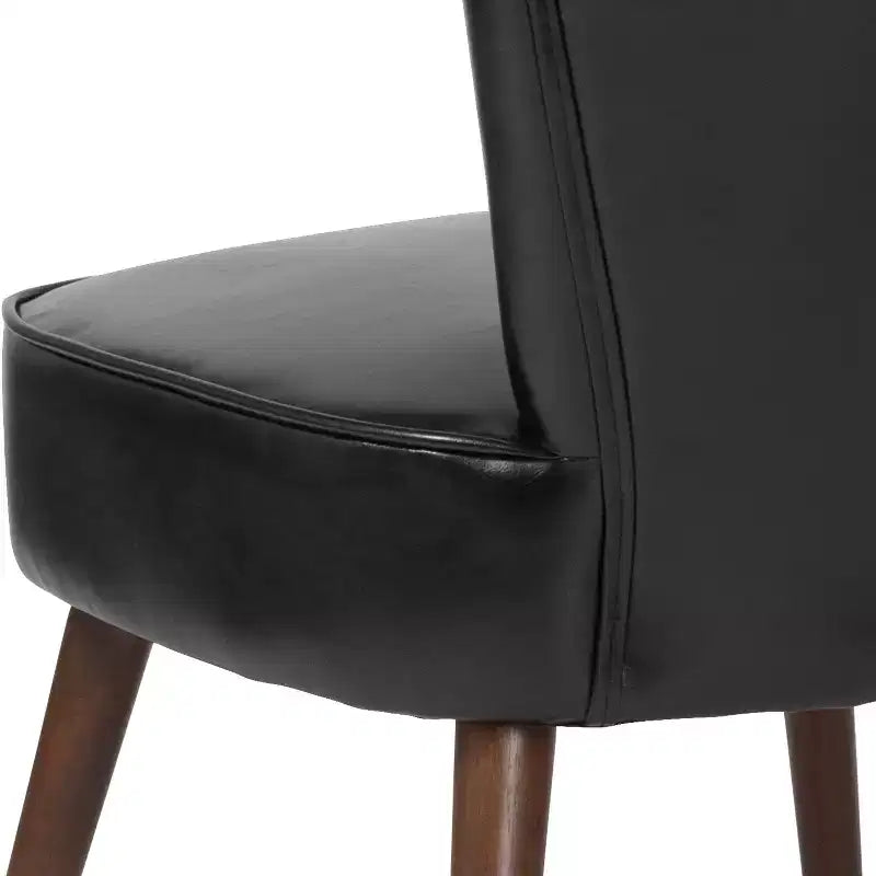 Faux Leather and Larchwood Mid-Back Accent Side Chair 30.5"