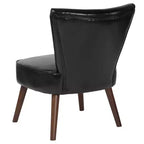 Chaise d'appoint à dossier mi-haut en similicuir et bois de mélèze de 77,5 cm