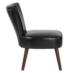 Chaise d'appoint à dossier mi-haut en similicuir et bois de mélèze de 77,5 cm