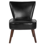 Chaise d'appoint à dossier mi-haut en similicuir et bois de mélèze de 77,5 cm