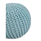 Pouf rond en coton tricoté à la main, vert sauge, 50 cm