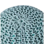 Pouf rond en coton tricoté à la main, vert sauge, 50 cm