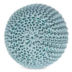 Pouf rond en coton tricoté à la main, vert sauge, 50 cm