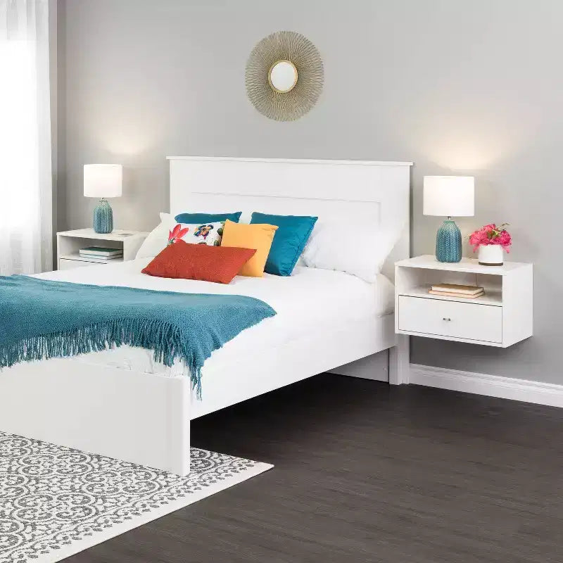 MDF Floating Nightstand with Drawer and Open Shelf 22.5"