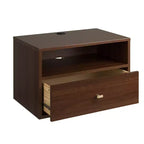 Table de chevet flottante en MDF avec tiroir et étagère ouverte 57 cm