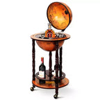 Costway 17.5'' Wood Globe Wine Bar Stand 16th Century Italian Rack Liquor Bottle Shelf